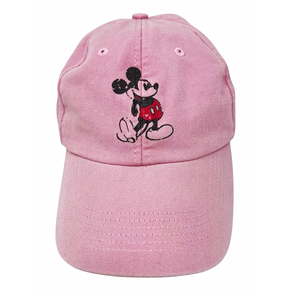 Disney Mickey Mouse Hat Pink Printed Graphic Adjustable Baseball Cap Adult